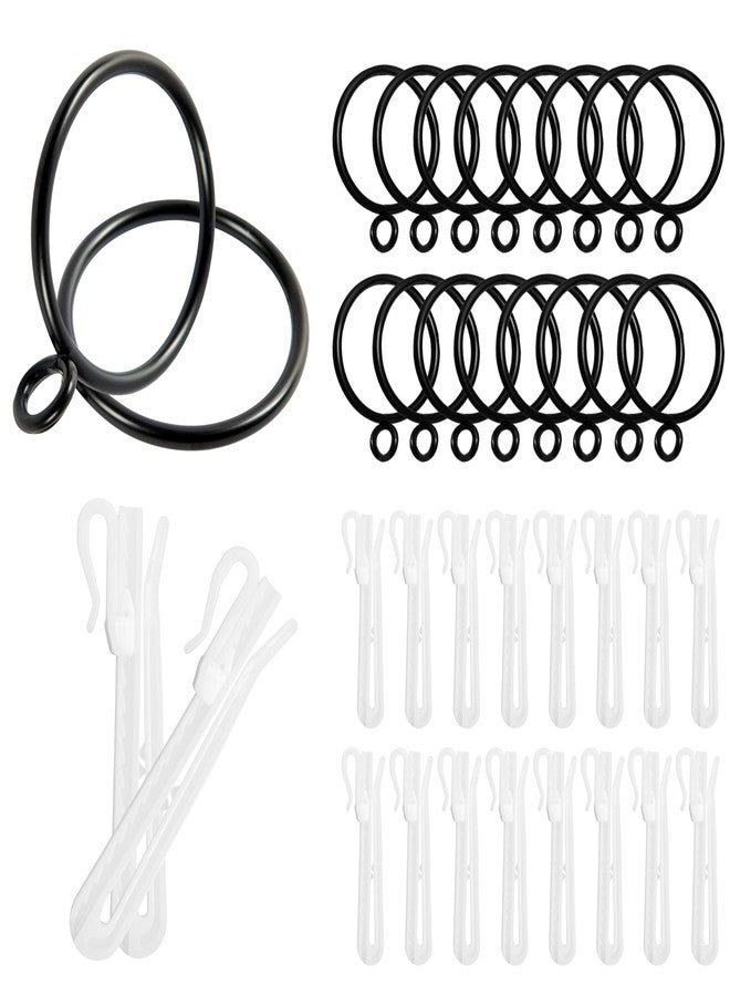 TWODRAPES 16 PCS Black Metal Curtain Rings with Eyelet and 16 PCS Adjustable Plastic Curtain Hooks for Pinch Pleated Curtains, for Window Curtain Rods Fits Up to 1.25 in Rod - Image 1